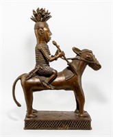 Art African Bronze Mule And Rider Statue