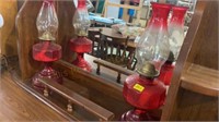 Pair of Cranberry Oil Lamps
