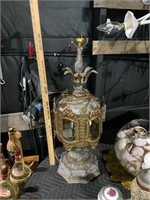 mcm ornate large brass lamp