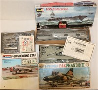 Vintage Plastic Models Boxed F-80, F4E, Enterprise
