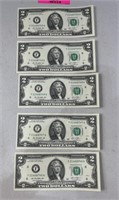 $2 Bills, Sequential Serial Numbers