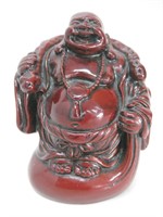 4" Tall Red Resin Buddha Figurine