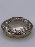 STERLING SILVER HINGED OVAL PILL BOX