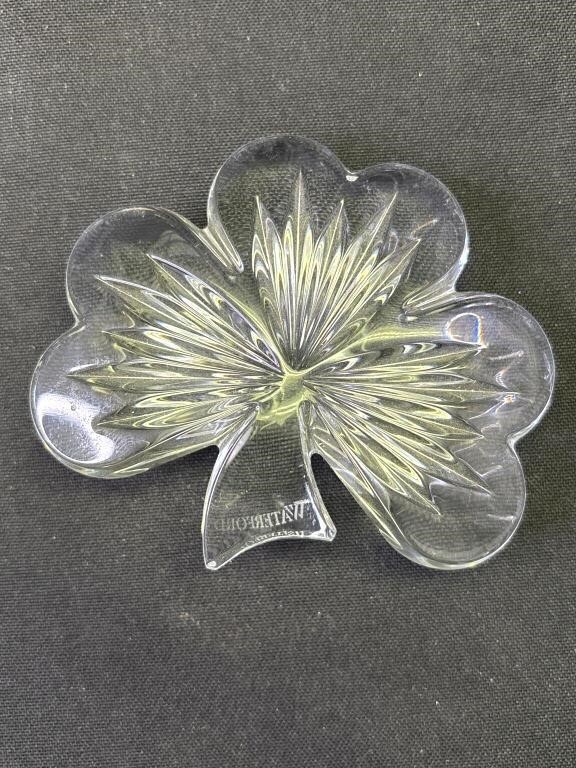 Waterford crystal Irish shamrock art sculpture