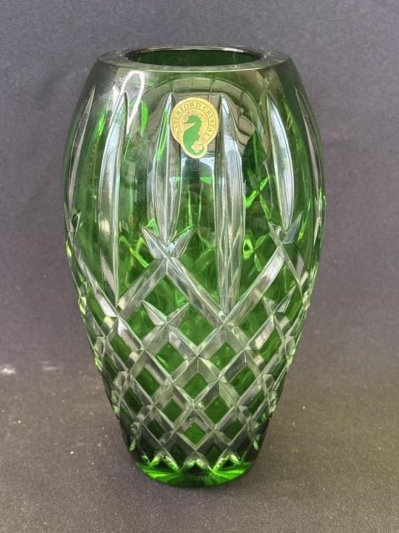 Green Waterford crystal vase