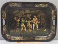 Antique Toleware Tray Stencil Painted Tin Butler