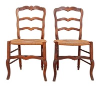 French Provincial Walnut Ladder Back Side Chairs 2