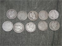 Nice Group of 10 Barber Quarters