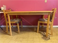Butcher block type table w/2 chairs