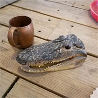 Small crocodile head & a copper Miller cup