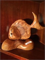Hand Carved Wooden Fish Figurine