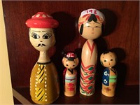 Lot of Kokeshi Wooden Dolls