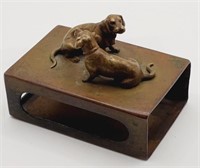 (M) vtg Brass Dachshund Matchbox (2-1/4" × 1-1/2"