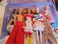 Small Tote of Vintage Barbies/Dolls &  Clothing