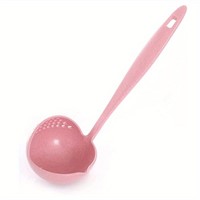Pink 2 In 1 Long Handle Soup Spoon With Filter Str