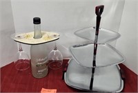 Wine glass holder and 3 Tier Serving Tray