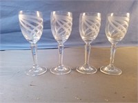 Set of 4 Godiva etched wine glasses
