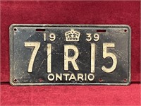1939 Ontario License Plate