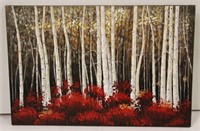 Birch Impasto Painting on Canvas