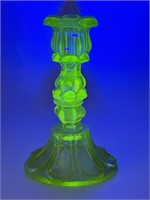 Rare Yellow Uranium Glass Candlestick