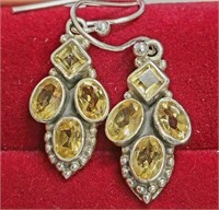 $200 Silver Lemon Quartz  Earrings