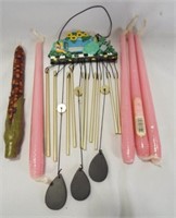 Sunflower Wind Chime - Pink Taper Candles &