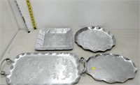 4 Hammered Aluminum Trays