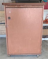 Rolling Wood Work Cabinet, 28" x 23" x 38"