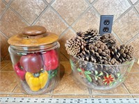 Kitchen decor canisters and mixing bowl