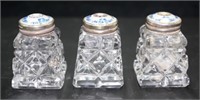 Three Norwegian silver & enamel top pepper shakers