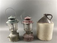 2 Vintage Lanterns & Crock