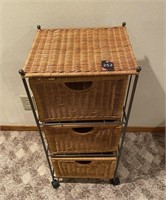 Wicker & Wire Rolling Cart