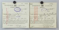 1912 Canadian Dominion Lands Interim Receipt 2 PC