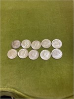 10 1964 90% Silver Half Dollars
