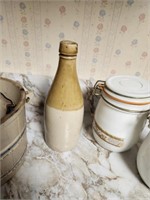Antique Stoneware, Small Jug, & 2 jars w/lids