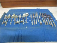Large Lot of FLatware in Foldable CArrier