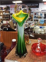 Yellow and green lily vase
