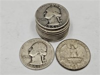10-  1951S Washington Silver Quarters