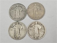 2- 1919, 2- 1925 Standing Liberty Silver Quarters