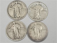 4- 1919 Standing Liberty Silver Quarters