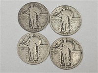 4- 1929 Standing Liberty Silver Quarters