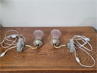 (2) Wall Glass Sconces, Corded