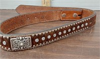 Leather belt.  Noonan Belt co. Sz 24. No buckle.