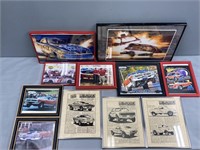 Framed Car Racing Photos & Prints Lot Collection