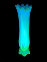 Uranium Vaseline Glass Fenton opalescent vase