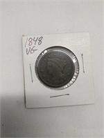 1848 Large Cent Vg