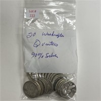 20 Washington Pre-64 Silver Quarters