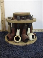 PIPES ON VINTAGE STAND / HUMIDOR