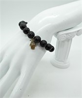 Carved Black Onyx Bracelet with Hamsa