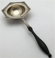 Sterling Silver Tea Strainer With Wooden Handle